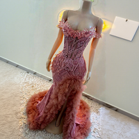S1348Y 2026 Neues Hochwertiges Rosa Trägerloses Robustes Schlitz-Abendkleid mit Sexy Strass-Meerjungfrauen-Saum für Bankette und Rote Teppiche