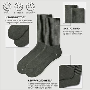 Retro Slouch <strong>Socks</strong> Solid Casual <strong>Ribbed</strong> Crew Slouchy Women <strong>Men</strong> Custom Thick Scrunch Tube <strong>Socks</strong> - Product Image 3