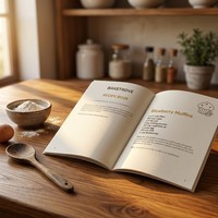 Impression de livrets de recettes personnalisés avec reliure agrafée et couverture mate pour guides de recettes et instructions de pâtisserie