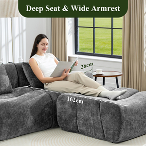 Good Quality Meroow MS3 234cm L-Shaped Floating Design <b>Sofa</b>, Luxury Chenille Wavy Base Couch UK Warehouse - Product Image 5