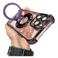 TPU Galvanisierte Transparente Handyhülle für 17 Pro Max/16/15/14/13/12/11 mit Magnethalterung Stoßfest Kameraschutz