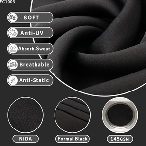 Materiale di alta qualità 145gsm tessuto nero sostenibile Abaya tessuto 100 solido in poliestere Nida per abiti musulmani - Product Image 2