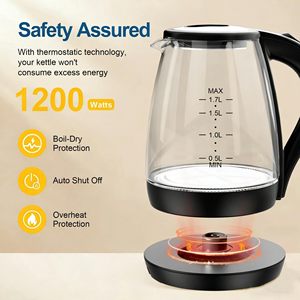 Bouilloire Électrique en Verre OEM 1,8 L 1500 W à Ébullition Rapide avec LED et Arrêt Automatique, Logo Personnalisé pour Hôtels et Restaurants (Vente en Gros) - Product Image 3