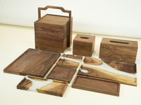 Maison Naturelle Rectangulaire Petit Plateau de Rangement en Bois de Noyer Noir Plateau de Service pour Aliments Cosmétiques Bijoux Parfum Bougie