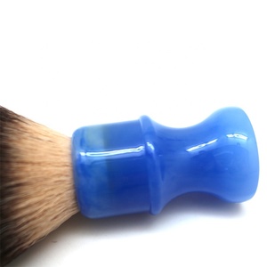 Pinceau à raser en poils synthétiques et en poils <span class=keywords><strong>de</strong></span> <span class=keywords><strong>blaireau</strong></span> avec manche en résine bleue personnalisé avec logo JDK pour homme - Product Image 5