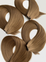 Extensions de cheveux Haiyi populaires, fines, invisibles, sans nœuds ni perte, Genius Weft, cuticules brutes alignées, double épaisseur, couleur brun clair