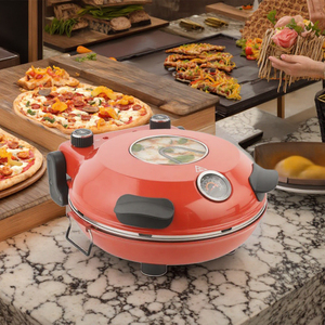 <span class=keywords><strong>Forno</strong></span> Elettrico per Pizza da Interno <span class=keywords><strong>Rosso</strong></span> da 12 Pollici con Controllo della Temperatura e Timer Meccanico per Uso Domestico e Commerciale - Product Image 4