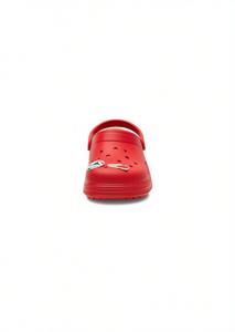 Sandali Zoccoli Rossi per Bambini Taglia 19 con Spille Animate, Scarpe Estive Casual Slip-On con Punta Tonda, Tomaia in Plastica, Suola in Gomma EVA - Product Image 1