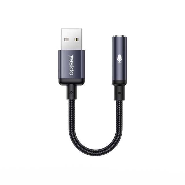 Yesido Aluminum Alloy USB to 3.5MM High Ficelity Sound 48KHZ High Sampling Audio Cable YAU46