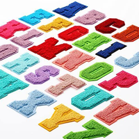 Patch Chenille huruf Yunani berperekat, Pink Glitter modal 26 huruf Patch untuk pakaian wanita