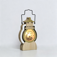 Lanterne du Ramadan en bois N-Concept 11*3*21.5cm 3L 2027 avec lumière LED, lanterne en bois en forme de tour de mosquée avec lumière LED pour la décoration de la maison musulmane