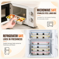 Boîte à lunch bento en acier inoxydable 304, 2 ou 3 compartiments, récipient alimentaire de 720 ml ou 800 ml avec couvercle verrouillable pour l'école, le bureau et la préparation des repas