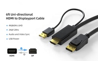 Câble adaptateur 4K 60Hz HDMI 2.0 vers Displayport pour Xbox One / PS4 / PS5 / NS Compatible avec VESA Dual-Mode