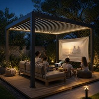 Abri de voiture en aluminium à lames orientables 12x16 pieds avec lames électriques télécommandées, sans entretien, pour cour, balcon, terrasse