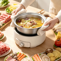 Casserole électrique en acier inoxydable 1300W avec réglage par bouton, 3L