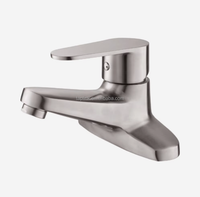 Venta Directa de Fábrica: Grifo Comercial de Agua Corta con Monomando, Montaje en Cubierta, Acero Inoxidable, Acabado Cromado, con Medidor, para Baño