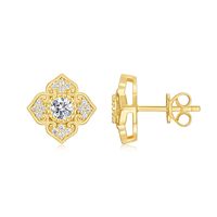 0.856CTW anting-anting kancing Moissanite berbentuk bunga 925 perak murni 18K berlapis emas hipoalergenik dan termasuk sertifikat