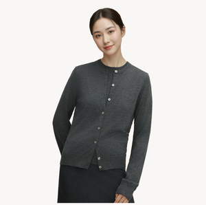 Cárdigan de cuello redondo de Cachemira de alta calidad 100% Albas de Mongolia Interior, suéter de Color sólido con botones de manga larga para mujer - Product Image 1