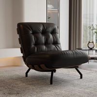 Chaise longue moderne en cuir italien canapé simple chaise de loisirs cadre en bois salon maison hôtel meubles chaises d'appoint