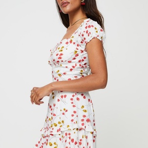 ชุดเดรสผู้หญิงทรงเอพิมพ์ลายดอกไม้ฤดูใบไม้ร่วงแบบระบาย  น่ารัก เป็นมิตรกับสิ่งแวดล้อม ระบายอากาศได้ดี  แบบสั่งทำได้ - Product Image 2