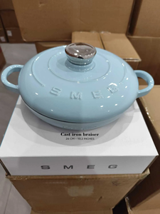 Casserole en fonte émaillée vintage <span class=keywords><strong>Smeg</strong></span> 26 cm 2,2 L avec couvercle pour mijoter sur cuisinière à gaz ou à induction - Product Image 5