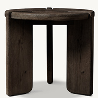 Table d'appoint Rhoohill en bois massif américain, style rétro, ronde, pour salon, table à thé, table d'appoint de canapé moderne et simple en chêne noir, personnalisable
