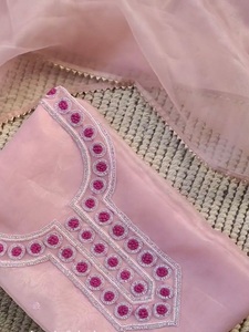 Conjunto de Traje Semisellado de Tela de Organza Pura con Bordado a Mano, Ropa Étnica para Mujer para Bodas, Festivales y Ocasiones Especiales, Venta al Por Mayor - Product Image 1