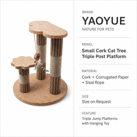Petit arbre à chat en liège à trois poteaux avec plateforme de saut, poteaux à gratter ondulés pour chats d'intérieur, YAOYUE