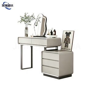 Jinruishengda Moderner Minimalistischer All-in-One Holz-Schminktisch Schlafzimmer Cremefarbener Schminktisch Influencer-Style Lackierter Schreibtisch - Product Image 4