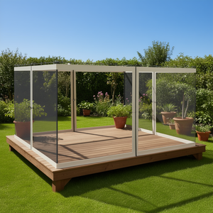 Pérgola de Repuesto, Gazebo de Aluminio Blanco, Estructura Rectangular para Exteriores con Pantalla, Marco con Recubrimiento en Polvo - Product Image 2