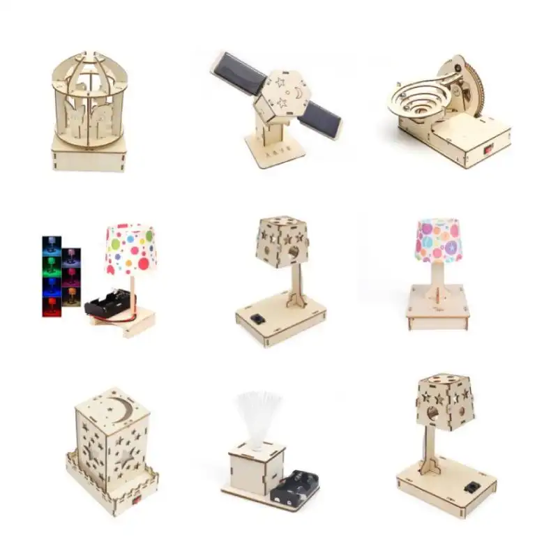 DIY Stem Education Toy School Science Small Production Rotatable Romantic Music Carousel Wooden 3d Puzzle Music Box