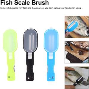 Escalador de piel de pescado con cubierta transparente, removedor de escamas de pescado de acero inoxidable, raspador de escamas de pescado de plástico, utensilios de cocina, herramientas de limpieza - Product Image 2