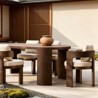 Ensemble de table et chaises de salle à manger d'extérieur en aluminium de luxe - Imperméable et résistant aux UV pour la cour et la plage