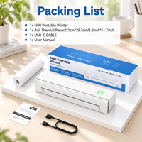 Imprimante thermique portable A4 N80 sans encre, imprimantes de documents sans fil USB pour les voyages d'affaires, le bureau mobile