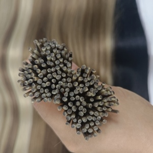 Fábrica al por mayor P22/gris liso sedoso/onda del cuerpo 1g por hebra color personalizado cabello humano real I tip extensión del cabello - Product Image 4