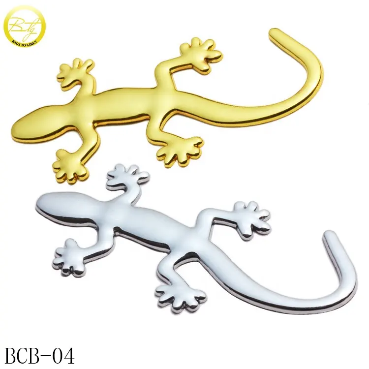 Wholesale in stock gecko logo chrome car plate blanks zinc alloy badge hardware embossed emblem with sticker