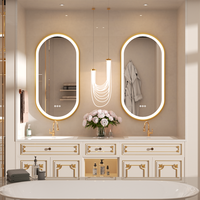 Miroir de Salle de Bain Ovale à Cadre Doré avec Livraison Rapide, Éclairage LED, Anti-Buée, Intelligent, Idéal pour Dropshipping