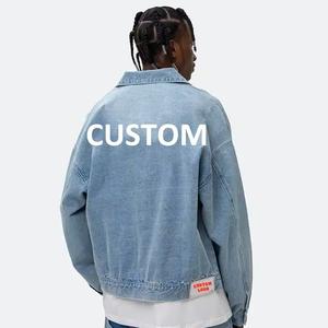 YIMAI Fornitore di Tendenza Giacca in Denim 100% Cotone Personalizzata Oversize Lavata <span class=keywords><strong>Blu</strong></span> Chiaro per <span class=keywords><strong>Uomo</strong></span> Abbigliamento di Qualità - Product Image 3