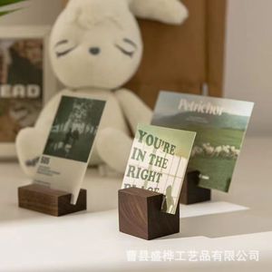 Solid Wood Card Holder Desktop Note <b>Stand</b> Simple Business Card Display Decorative Photo Label Holder Single Layer <b>Tree</b> Material - Product Image 3