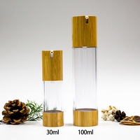 Vente en gros Personnalisation 15ml 30ml 50ml Récipient vide pour lotion sérum 80ml 100ml Couvercle en bois de bambou Bouteille à pompe en forme de U sans air