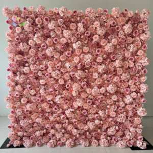Panneau de fond mural en tissu 3D enroulable L05 pour décoration de mariage et de <span class=keywords><strong>salon</strong></span>, avec roses artificielles en soie, motif floral violet - Product Image 2