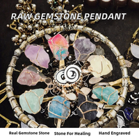 Pendentif Collier en Quartz Rose Brut Naturel, Pierre Précieuse Irrégulière, Cristal de Guérison, Figurine Sculptée, Bijou