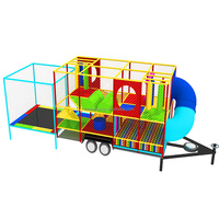 Equipo de juegos infantiles para interiores, remolque móvil de conveniencia, software para niños, juegos infantiles para exteriores con tobogán y trampolín en venta