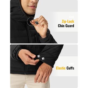 Rdruko <b>Men's</b> Puffer Jacket Hooded Sherpa Lined Winter Coat Insulated Mid Weight Warm <b>Thermal</b> Water Resistant - Product Image 5