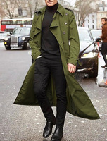 Nouveau Manteau Homme Longue Veste Trench Vintage Manteaux Affaires Fête Décontracté Long Uni Coupe-Vent Vêtements pour Homme