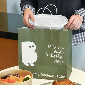 Sacs en papier kraft écologiques personnalisés avec logo pour la restauration, les courses et l'emballage alimentaire avec poignée - Product Image 4