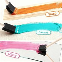 12 Buah Set Kuas Cat Spons Busa Ukuran 1 " & 1.5" Gagang Kayu Ringan Tahan Lama untuk Lukisan Akrilik Kerajinan DIY Mod Podge