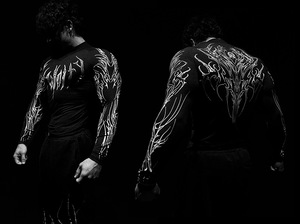 T-shirts de sport à manches longues pour hommes King Mcgreen Star, noir foncé, élastiques, motif branche éclair, fitness, musculation, streetwear - Product Image 6