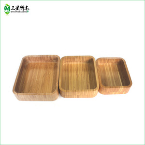 Bamboo <b>Square</b> Salad Bowl, Fruit Bowl, Nut and Snack Bowl, Japanese Style Bamboo Bowl and Side Dish Bowl Three-Piece <b>Set</b> - - Product Image 2