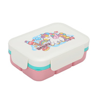 Boîte à lunch en plastique double couche de grande capacité avec logo personnalisé pour enfants avec couverts Conteneur de pique-nique portable pour le petit-déjeuner scolaire